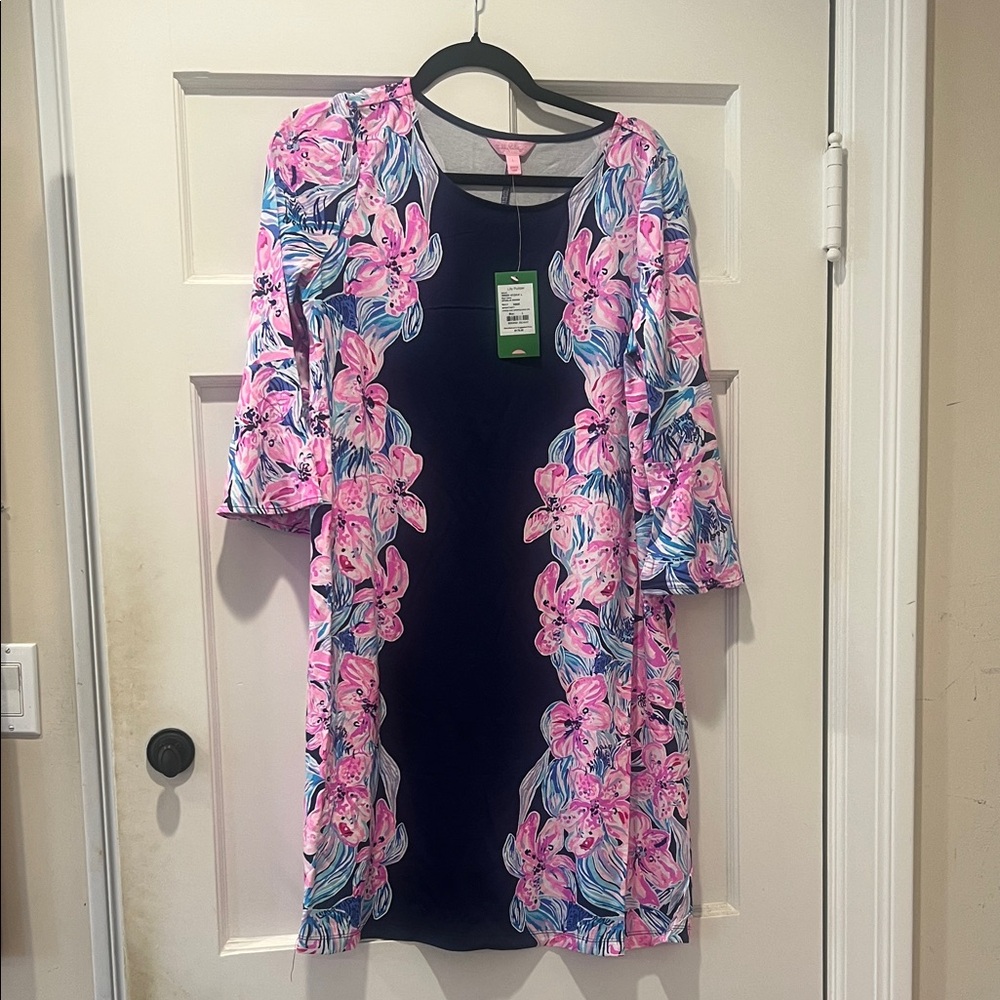 Lilly Pulitzer Floral Print Dress with Pink and Blue Accents